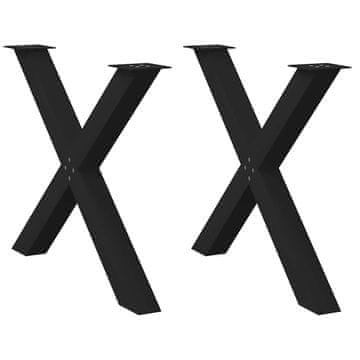 Vidaxl Noge za jedilno mizo v obliki črke X, 2 kosa, črne, 90 x (72-73) cm, jeklo