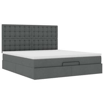 Vidaxl Otomanski posteljni okvir z vzmetnico siv 160x200 cm blago
