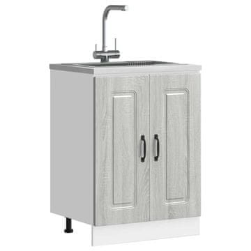 Vidaxl vidaXL Omarica za kuhinjsko pomivalno korito Kalmar siva hrastova barva sonoma 60x46x81,5 cm