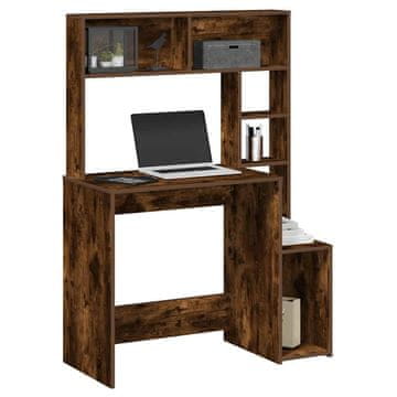 Vidaxl vidaXL Pisalna miza s policami, dimljen hrast, 100x45x140 cm