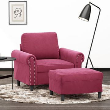 Vidaxl vidaXL Fotelj s taburejem, vinsko rdeč, 60 cm, oblazinjen z žametom