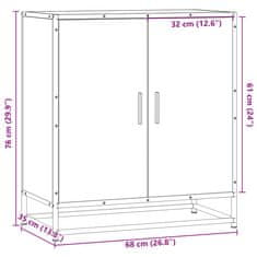 Vidaxl Komoda dimljeni hrast 68x35x76 cm inženirski les in kovina