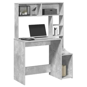 Vidaxl vidaXL Pisalna miza s policami betonsko siva 100x45x140 cm