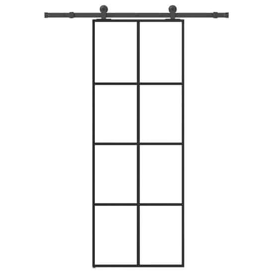 shumee vidaXL Drsna vrata z opremo 76x205 cm ESG steklo in aluminij