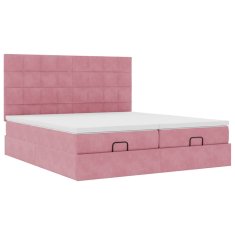 Vidaxl Otomanski posteljni okvir z vzmetnicami roza 180x200cm žamet