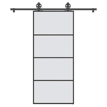 shumee vidaXL Drsna vrata z opremo 90x205 cm ESG steklo in aluminij
