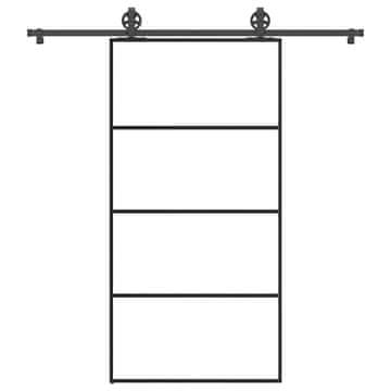 shumee vidaXL Drsna vrata z opremo 102,5x205 cm ESG steklo in aluminij