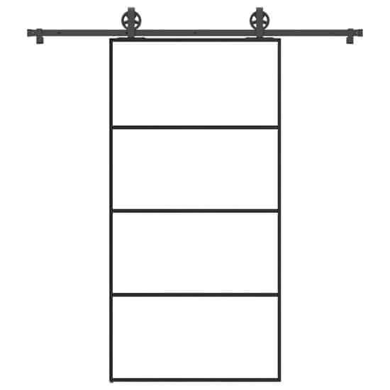 shumee vidaXL Drsna vrata z opremo 102,5x205 cm ESG steklo in aluminij