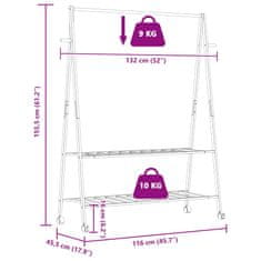 Vidaxl Stojalo za oblačila s policami n kolesi 132x45,5x155,5cm Bambus
