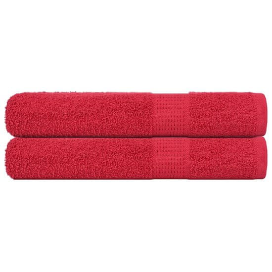 Vidaxl Brisače 2 kos rdeča 100x200 cm 360 g/m² 100% bombaž