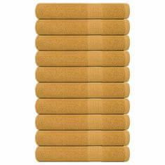 Vidaxl Brisače 10 kos zlata 100x200 cm 360 g/m² 100% bombaž