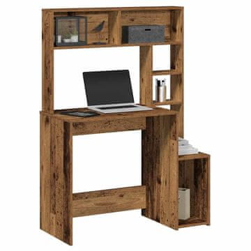 Vidaxl vidaXL Pisalna miza s policami, barva staranega lesa, 100x45x140 cm