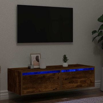 Vidaxl vidaXL TV omarica z LED zaslonom dimljen hrast 100x35,5x25 cm