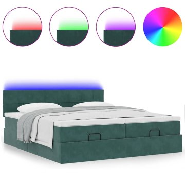 Vidaxl Otomanski posteljni okvir z vzmetnicami zelen 200x200cm žamet