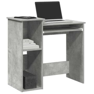 Vidaxl vidaXL Pisalna miza s policami betonsko siva 84x40x78 cm