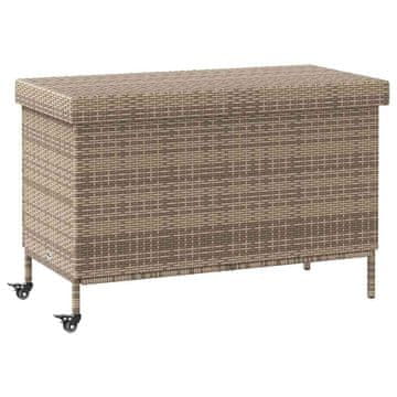 Vidaxl vidaXL Vrtna shranjevalna škatla s kolesi, siva, 110x55x73 cm, poli ratan