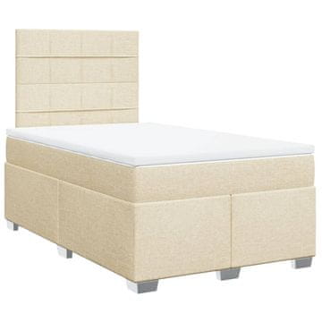 Vidaxl Box spring postelja z vzmetnico krem 120x190 cm blago