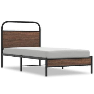 Vidaxl Posteljni okvir brez vzmetnice 100x200 cm rjav hrast inž. les