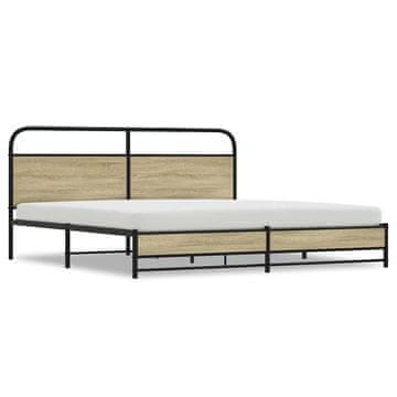 Vidaxl Kovinski posteljni okvir brez vzmetnice sonoma hrast 183x213 cm