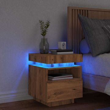 Vidaxl vidaXL Nočna omarica z LED osvetlitvijo Artisan hrast 40x39x48,5 cm