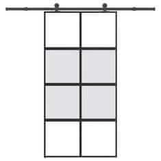 shumee vidaXL Drsna vrata z opremo 102,5x205 cm kaljeno steklo in aluminij