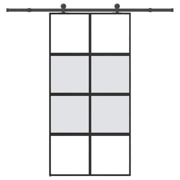 Vidaxl Drsna vrata z opremo 102,5x205 cm kaljeno steklo in aluminij