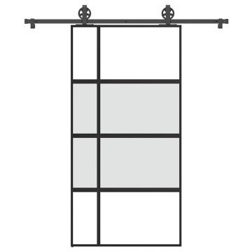 shumee vidaXL Drsna vrata z opremo 102,5x205 cm kaljeno steklo in aluminij