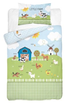 Detexpol Posteljno perilo za otroško posteljico Little Farm Bombaž, 100/135, 40/60 cm