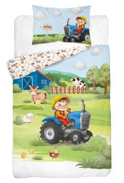Detexpol Bambusova posteljnina za otroško posteljico 3D Kmetija modra Bombaž, bambus, 100/135, 40/60 cm