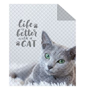 Detexpol Prevleka za posteljo Mačka siva Poliester, 170/210 cm