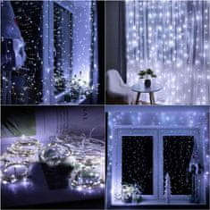 Springos novoletna LED zavesa 300 LED 6500K 8 funkcij 3x3m