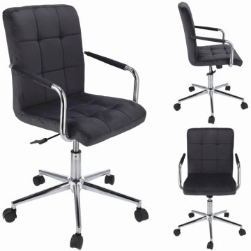 shumee Žametni vrtljivi stol QUATRO - črn