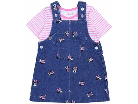 Disney Jeans obleka, hlače z naramnicami + majica s črtami Minnie Mouse