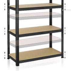 Gockowiak 5-nivojski črni regal za shranjevanje 625 kg 150 x 75 x 30 cm