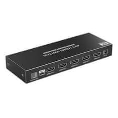 PremiumCord HDMI stikalo 4:1 s podporo za 8K@60Hz, 4K@120Hz, 1080P, HDR, upravljanje s tipkami in daljinskim upravljalnikom