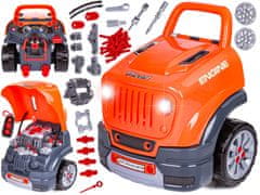 shumee Mehaniški set, razstavljanje avtomobilskega motorja, delavnica 61 elementov, oranžen JEEP