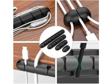 shumee Organizator za kable, samolepilni nosilec za kable, komplet - 4 kosi
