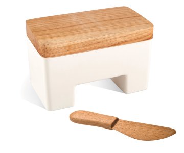 shumee PAMETNA POSODA ZA MASLENKO Z NOŽEM, BELA