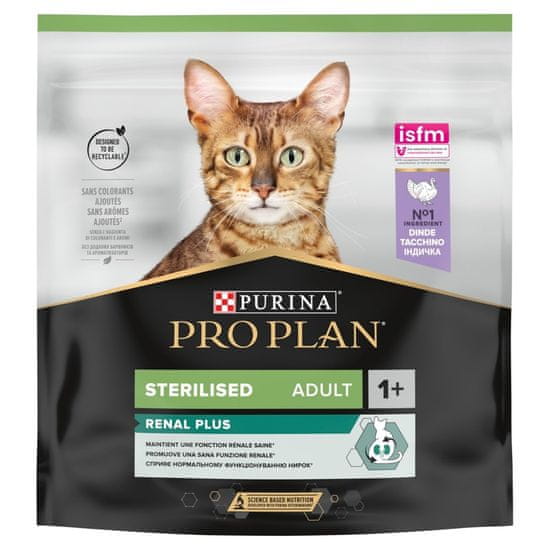 slomart PURINA Pro Plan Steriliziran Renal Puran - suha hrana za mačke - 400g, zaščita ledvic, brez soje, za odrasle mačke
