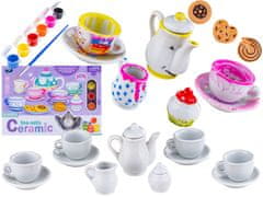 shumee Set za slikanje porcelana, skodelice, čajnik, barve + DIY dodatki 21 elementov