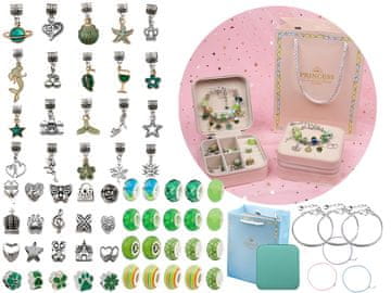shumee Set za izdelavo nakita, zapestnic, obeskov, perlic SHADES OF GREEN + etui