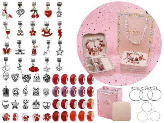 shumee Set za izdelavo nakita, zapestnic, obeskov, obeskov, perlic SHADES OF RED + Etui
