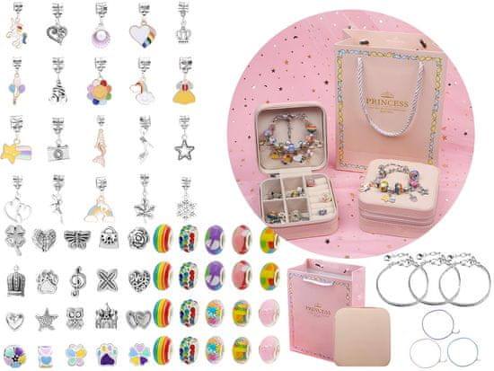 shumee Set za izdelavo nakita, zapestnic, obeskov, obeskov, perlic RAINBOW MIX + etui