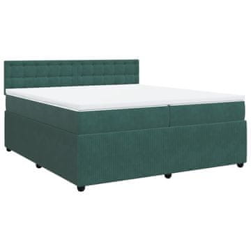 Vidaxl Box spring postelja z vzmetnico temno zelena 200x200 cm žamet