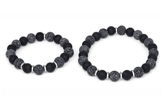 Mineralna zapestnica za očeta in sina MINK58/SET (oniks, kamen lava)