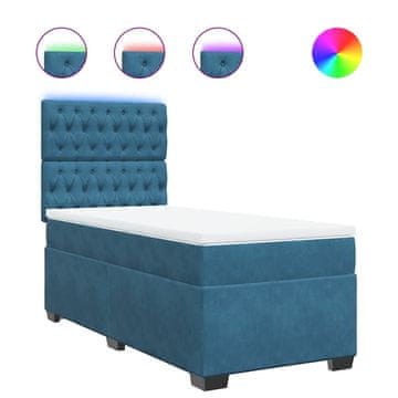 Vidaxl Box spring postelja z vzmetnico modra 80x200 cm žamet