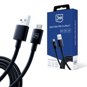 3MK Dodatki - 3mk Hyper kabel A do Micro 1,2 m 5V 2,4A črne barve