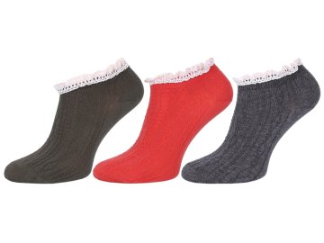 PRIMARK 3x Nogavice, stopalke s čipko