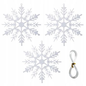 Korbi Pahuljice za božično drevo, bele snežinke, božična dekoracija, set 3 kosa