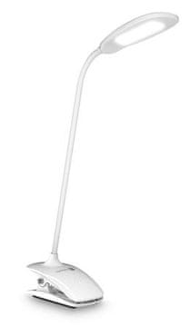 Connect IT Namizna svetilka CLIP s sponko, vgrajena baterija, USB-C, BELA